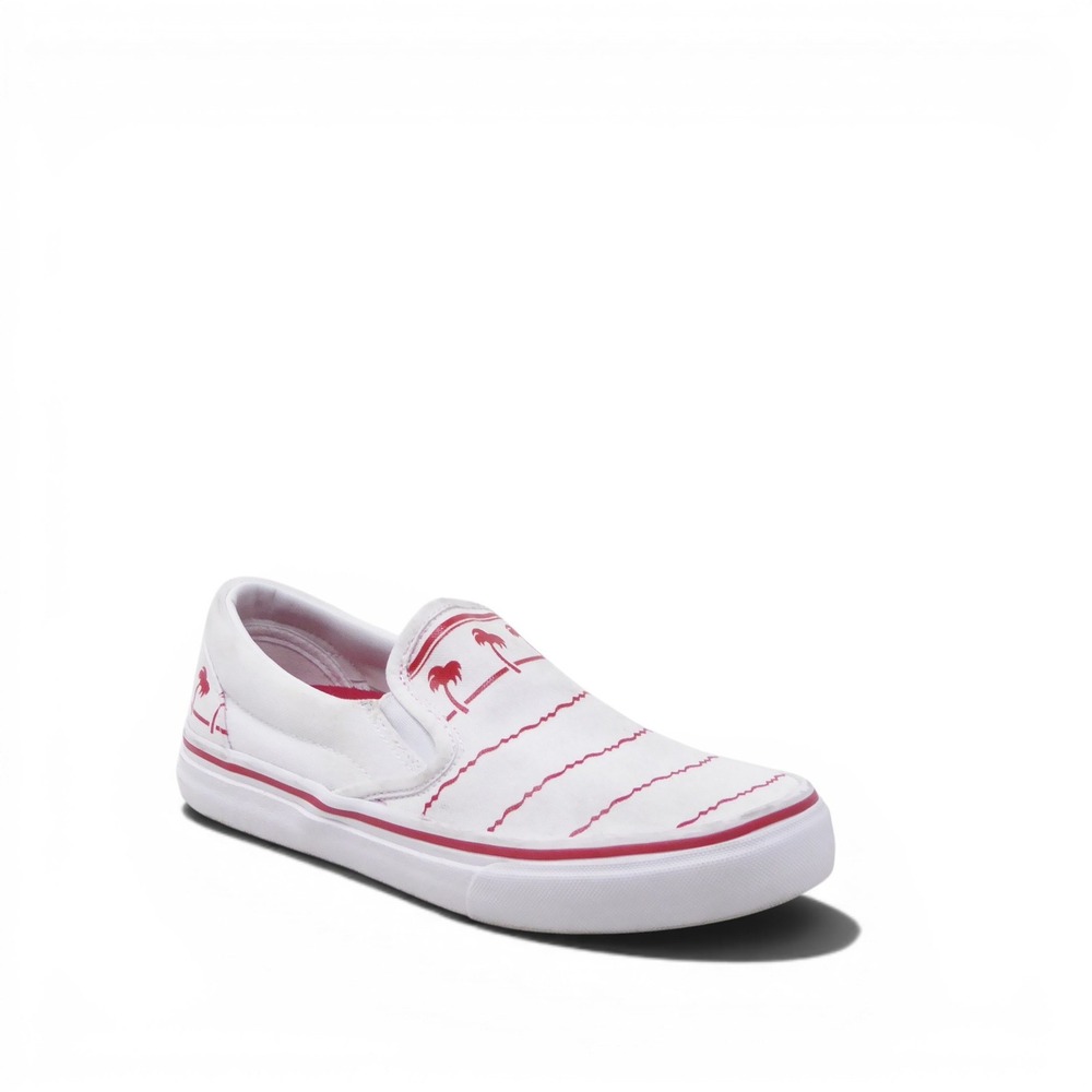 In-N-Out Burger Womens Slip On Shoes White Red Drink Cup Palm Tree Print 7.5